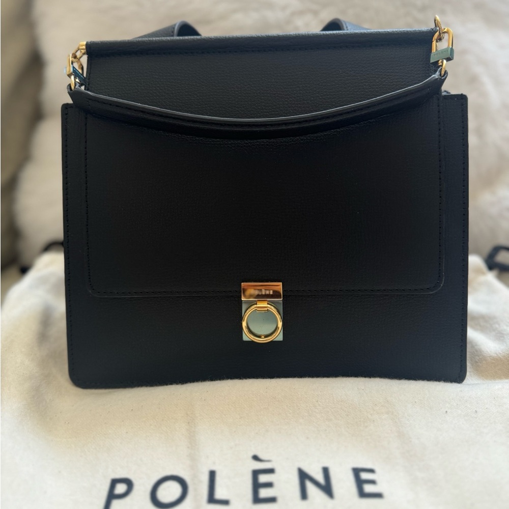 Polene Sept in Textured Black Leather